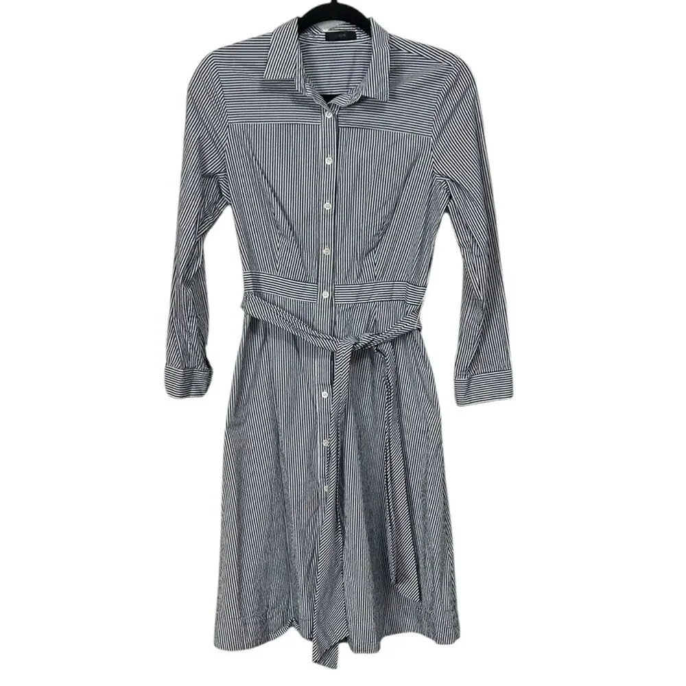 J. Crew Nautical Navy and White Striped Shirt Dress